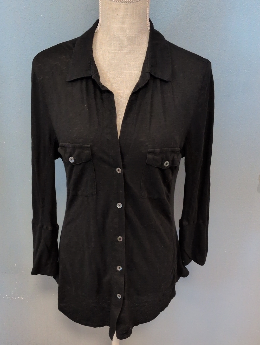 Standard James Perse Supima Cotton Button Down USA Made Minimalist Sheer Shirt